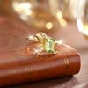 Women's S925 Silver Ring Natural Gemstone Bow Knot Adjustable Fashion Jewelry Gift