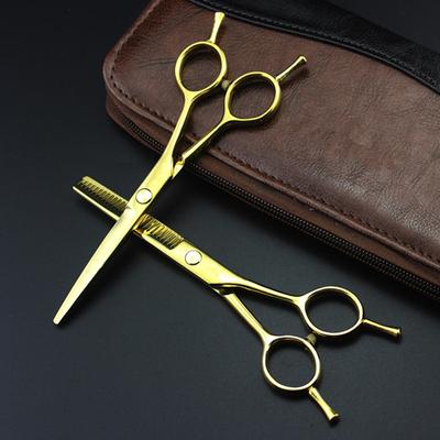 Forbici per capelli professionali da 5,5'' dorate a due code, forbici per sfoltire i capelli, forbici per tagliare i capelli, forbici per parrucchieri