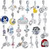 925 Silver Sports Beaded Football Rugby Tourism Charms Jewelry Making Original Bracelet Fashion Gifts For Women