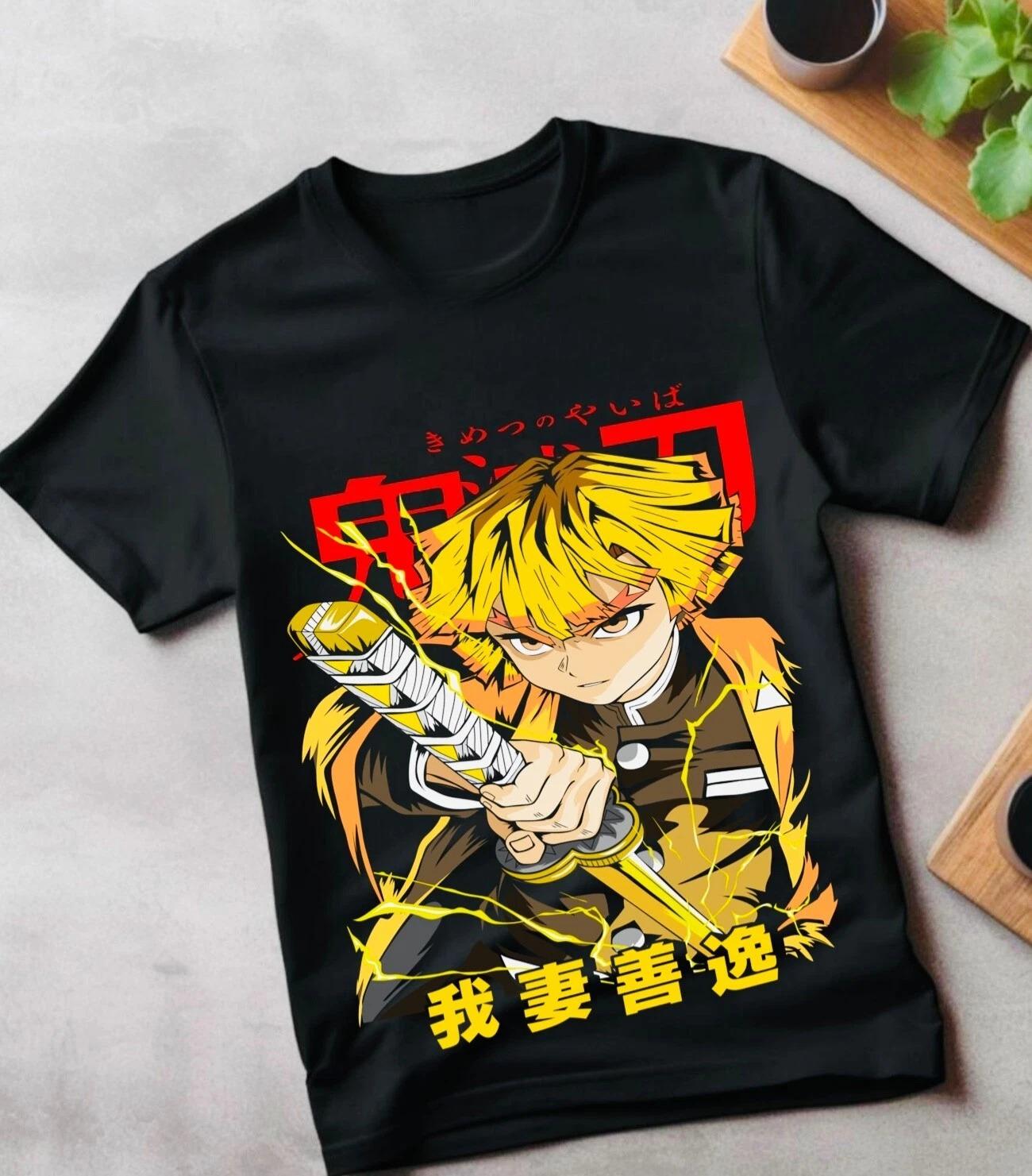 Tanjiro Demon Slayer Tshirt Kimetsu No Yaiba Horror Anime Nezuko Shirt All Size Summer Unisexs and Womens Breathable Tshirt Top S