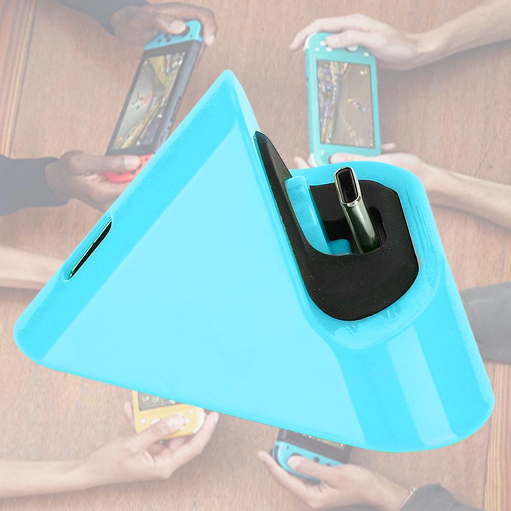 Přenosná trojúhelníková nabíjecí základní kovová spodní nabíječka typu C pro hostitele Switch Lite(Modrá zelená )