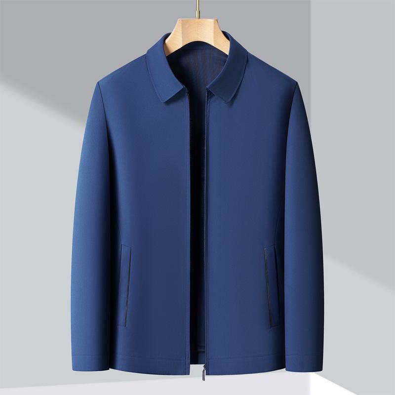 Middle-aged and Elderly Simple Casual Lapel Jacket Spring and Autumn New Light Business Executive Jacket Anti-wrinkle Non-ironing Jacket