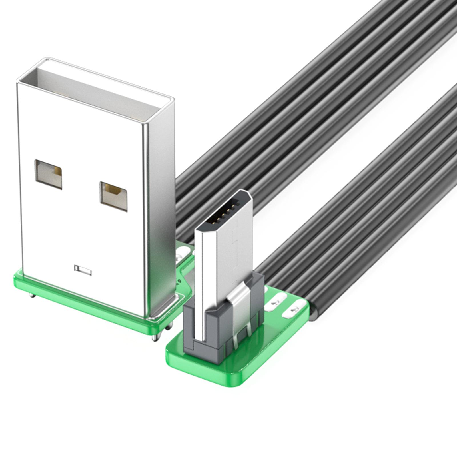 

90-градусный кабель USB 2.0 - Micro USB с угловым разъемом для смартфонов, планшетов и других устройств, поддерживает быструю зарядку и передачу данных 5