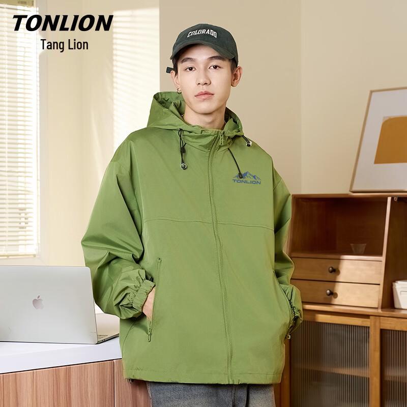 TonLion Men s Spring Casual Waterproof Hooded Windbreaker 4XL