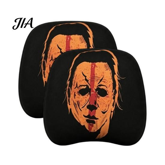 Universal Fit Car Seat Accessories 2Pcs Halloween Headrest Covers, Creepy Ghost Face Interior Protection for Vehicles Protector, Breathable Auto Decor