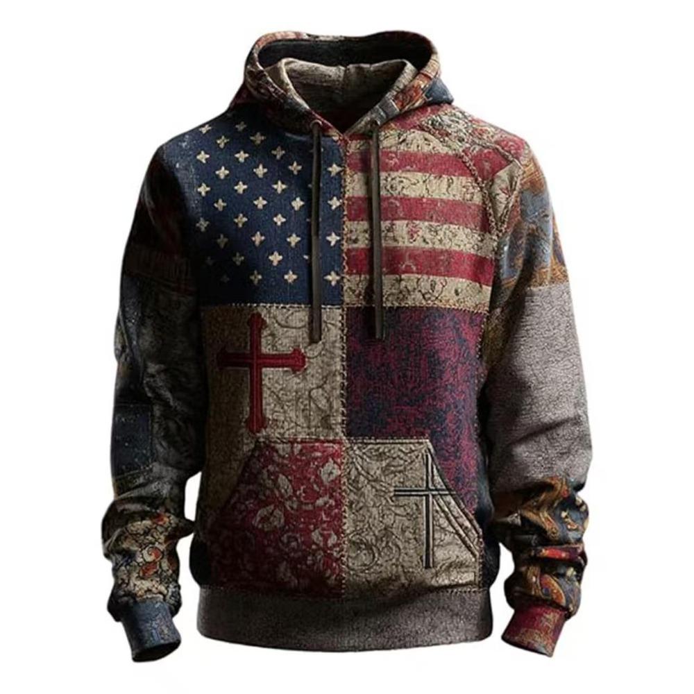 European American Style Hoodie Spring Vintage Cross Pattern 3d Print Hoodie Women Fasual Streetwear Sweatshirt Men Clothes Top