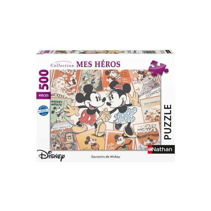Puzzle 500 pièces Souvenirs de Mickey, Disney, Adultes et enfants, dès 12 ans, 12000969, Nathan