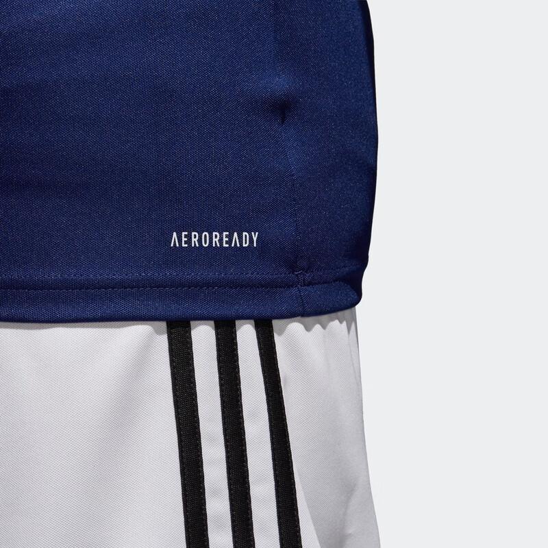 Adidas Striped Quick-Dry Comfortable Sports Round Neck Short Sleeve Football Shirt Men Tops Dark-Blue White BJ9171