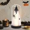 Atmosphere Lamp for Home Indoor Light Up Ghost In Dome Cloche, Halloween Cute Witch Decorative Glowing Figurine Table with LED Kitchen Mantel Tabletop