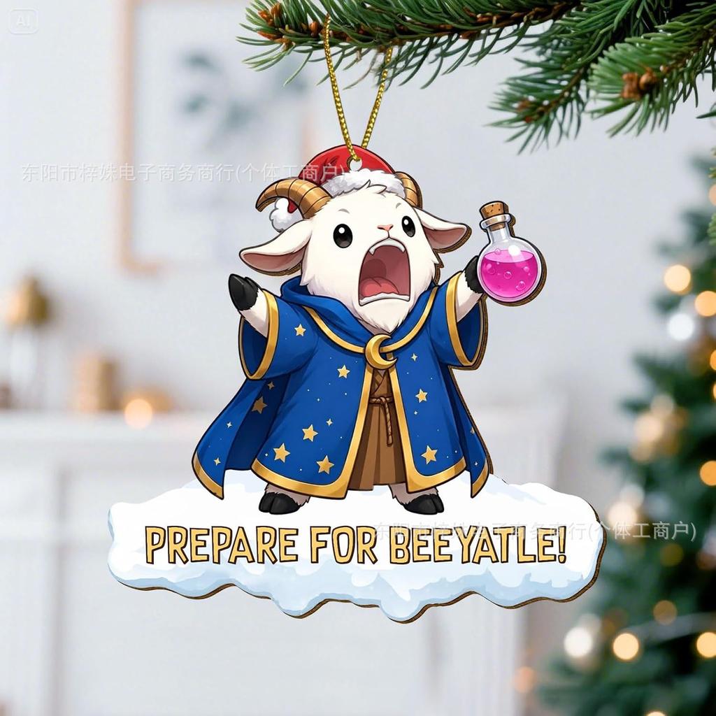 Funny Frog Santa Claus Christmas Tree Decoration, Double-Sided Printed Flat Animal Theme Holiday Party Ornament
