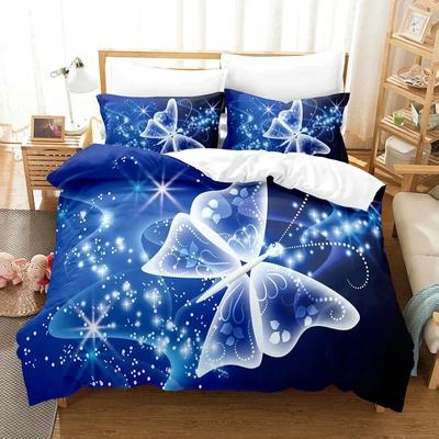 Top Magisches Schmetterlingsmuster Bettbezug mit Kissenbezug Bettwäscheset Einzel Doppel Twin Queen King Size Zuhause Bettbezug Set