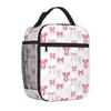 Bestselling Coquette Bows In Princess Aesthetic In Pink Multi Pocket Lunch Carrier Elementary School Lunch Box Bag