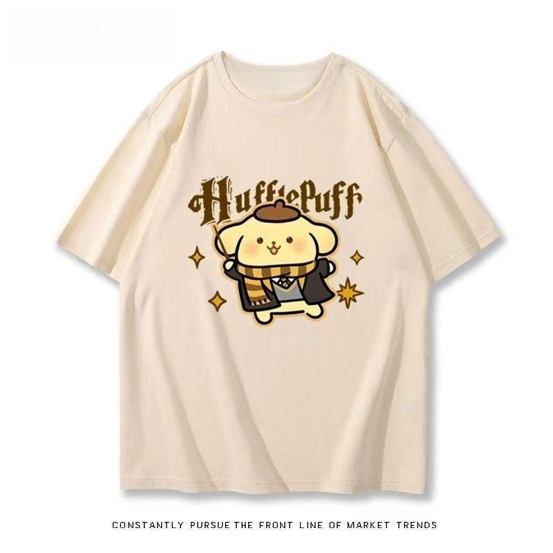 

Sanrios 2026Summer New Collection Pompompurin Cartoon Print Pure Cotton LooseFitting Breathable Womens ShortSleeved TShirt S