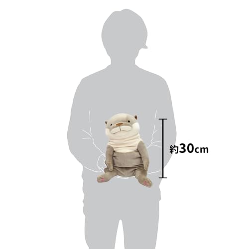 Shinada Global Série Mochi Loutre Mochi Peluche, Gris (Grand), 22 x 22 x 30 cm, MOKW-0350G