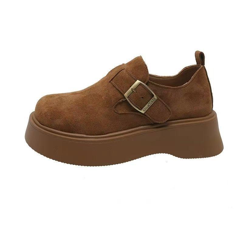 Thick-soled Shoes, Women's Shoes, Retro Fleece Single Shoes, Casual Shoes