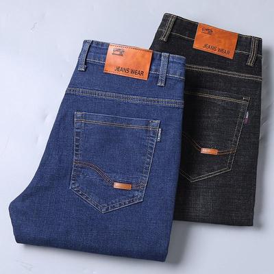 8010 Fleece-lined Men's Black Straight-Leg Work Jeans - Autumn/Winter