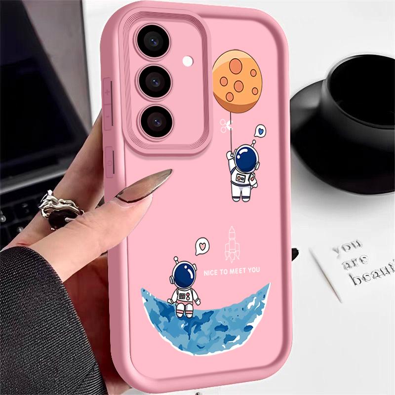 Spaceship Astronauts Soft Case For Samsung S25 Edge S24 S23 S22 Ultra Plus S24 FE A56 A26 A16 A14 A15 A35 A53 A54 5G Phone Cover