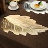 1pc Leaf Shaped Placemat PVC Hot Stamping Process High-end Luxury Table Mat Coffee Feel Washable Light Restaurant Dinning D J8Z8
