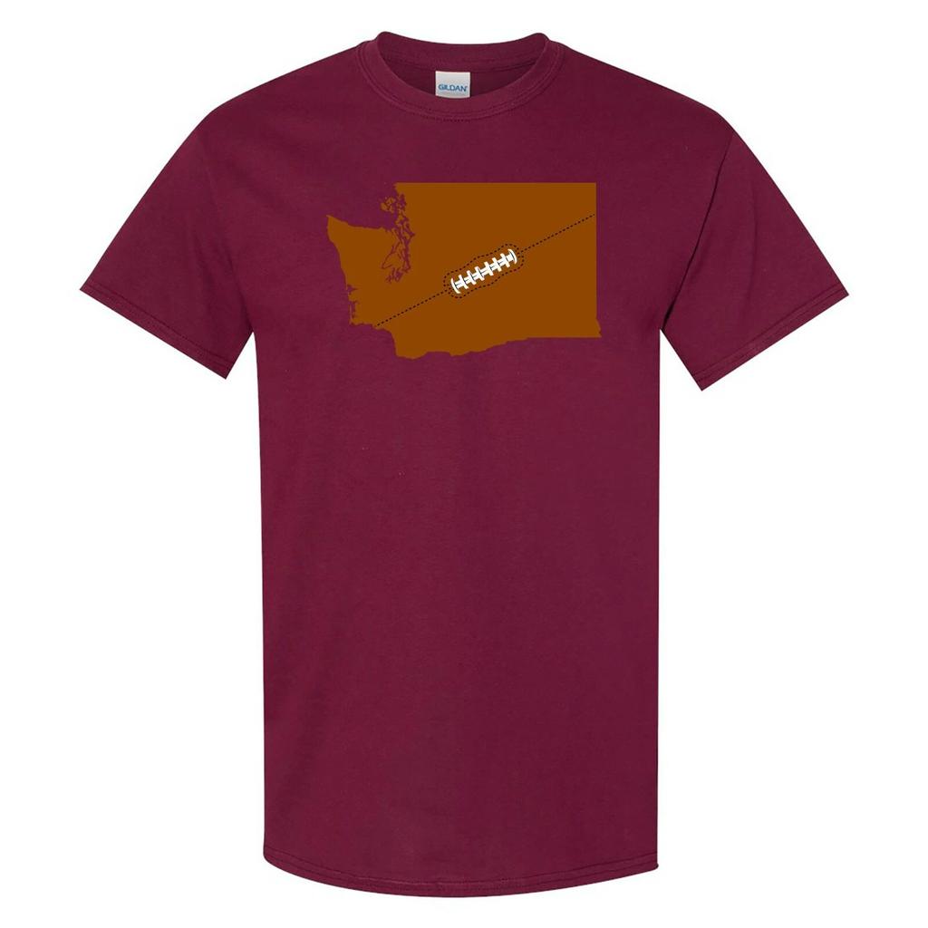 Washington Football State Shape - Hometown Pride T Shirt - Maroon