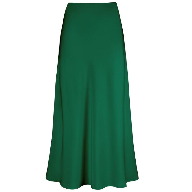 Elegant Silky Satin Fishtail High-Waist Midi Skirt
