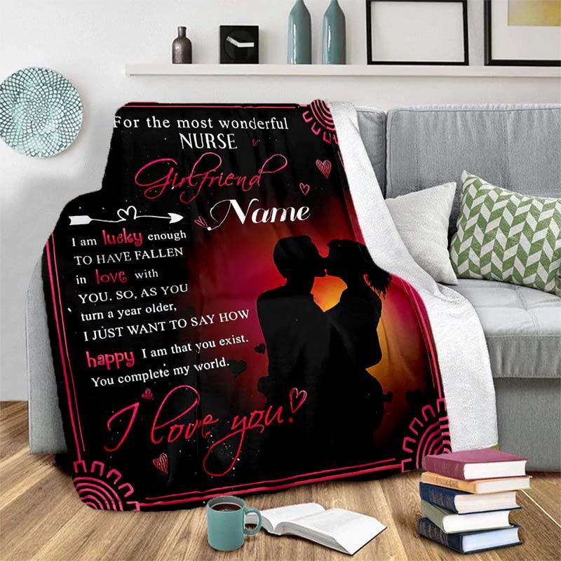 Gift For Nurse Girlfriend Customize Your Name Blanket Used For Chair Office Sofa Bed Camping Soft And Warm Giving Friends And Relatives Birthday
