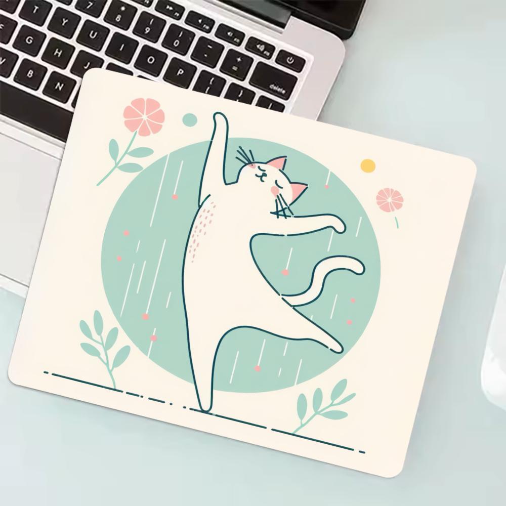 Tanzende Katze Mauspads 40x45 Großes Quadratisches Computer Büro Spiel Schreibtischunterlagen Gummi Anti-Rutsch-Mauspads 22x18 Kleine Dekor Schreibtischunterlagen