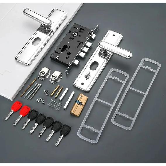 Stainless Steel Thickened Anti-theft Door Lock Universal Multifunctional Anti-theft Door Handle Lock Hardware Accessories