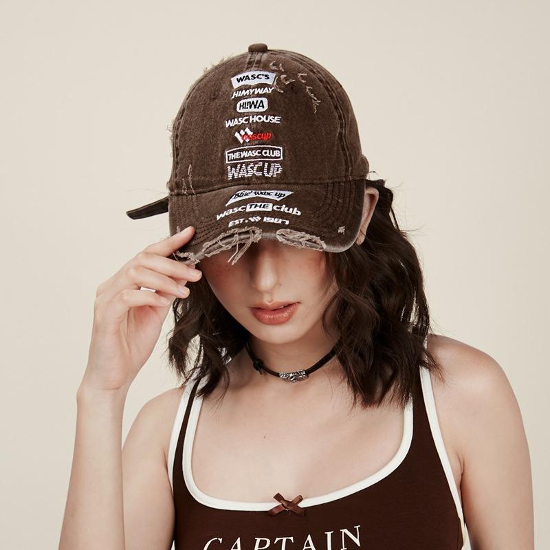 Niche trendy high street personalized baseball cap ripped male and female couples street hip hop soft top embroidered cap