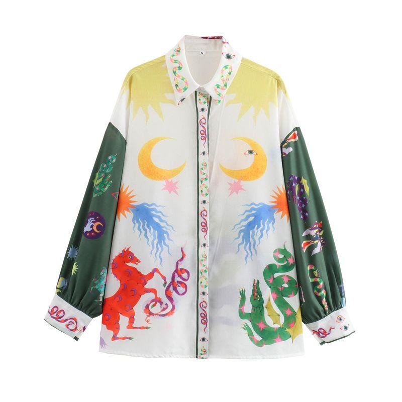 Kaslead New Arrival Women's Clothing Fashion Style Fashion Minimalist Print Long Sleeves Shirt Casual Pants Suit