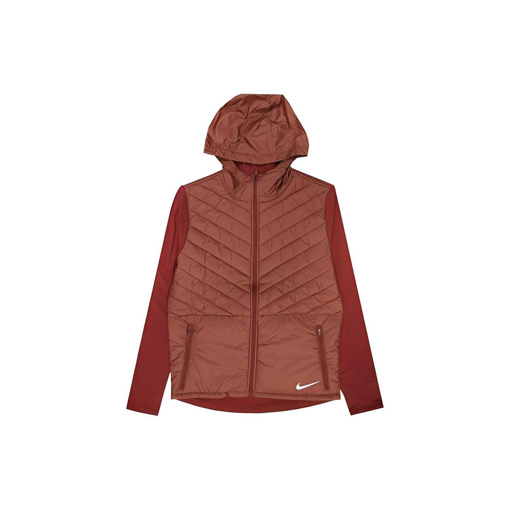 Nike Sport Zip-Up Hooded Cotton Jacket Men Outerwear Brick-Red CJ5475-250