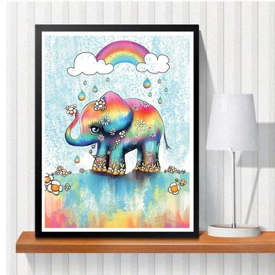 5D DIY Diamond Painting Colorful Elephant Painting Cross Stitch Kit Mosaic Diamond Embroidery Rose Full Round/Square Drill Home Decoration