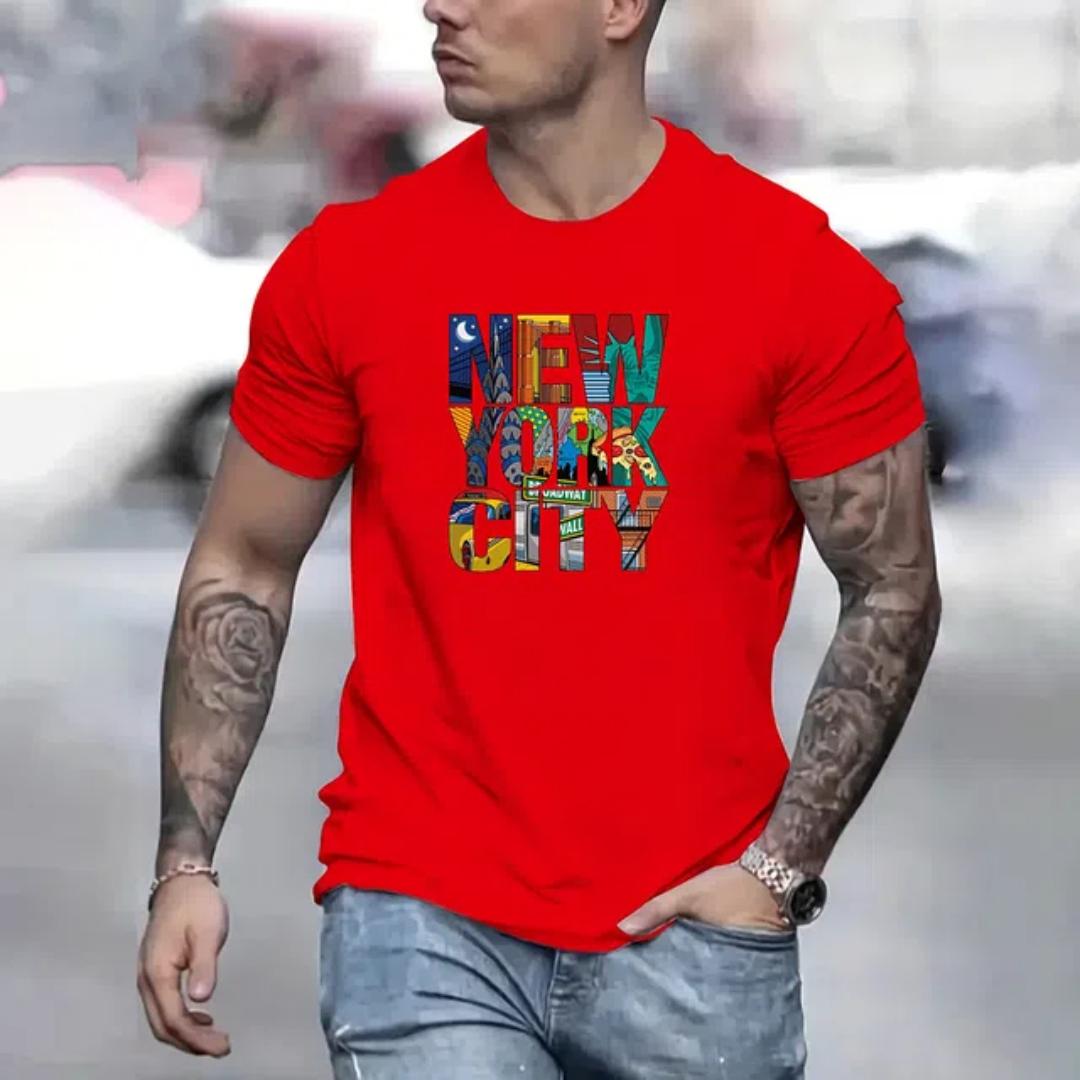 

Летняя мужская футболка с принтом «граффити Нью-Йорк» с объемным принтом, свободные повседневные футболки, удобная мягкая мужская футболка с коротким рукавом 6XL