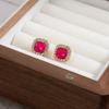 Simple Design Micro-Inlaid Colored Diamonds Super Flash Square Women'S Fashion Small Fresh Women'S Earrings