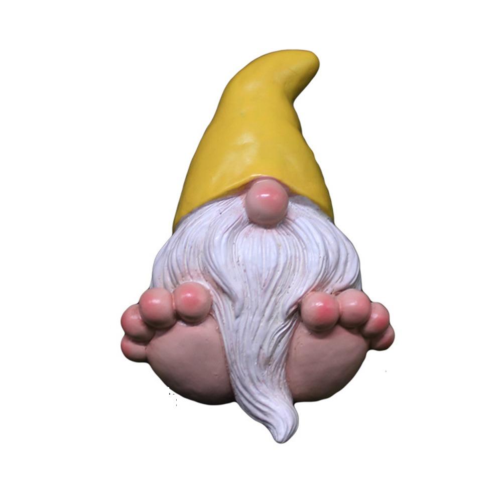 

Милые скульптуры садовых гномов с реалистичными фигурками мини-гномов и эльфов в форме ног, поделки из смолы, водонепроницаемая маленькая статуэтка гнома жёлтый