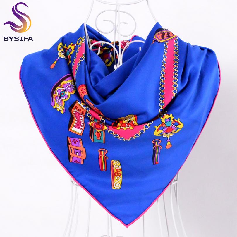 [Bysifa]  Black Twill Silk Scarf Shawl Fashion Elegant High Quality Women Spring Autumn Square Scarves 90*90Cm Bufandas