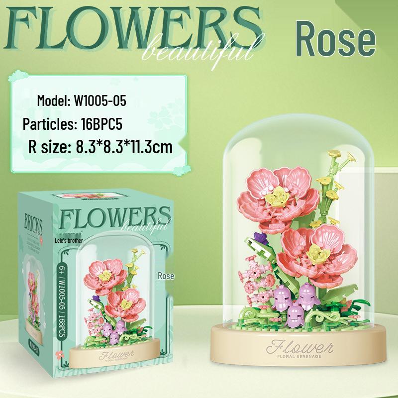 Secret Garden Flower Building Blocks: Rose & Carnation Potted Plant Toy - Perfect for Children's Play and Teacher's Day Gifts