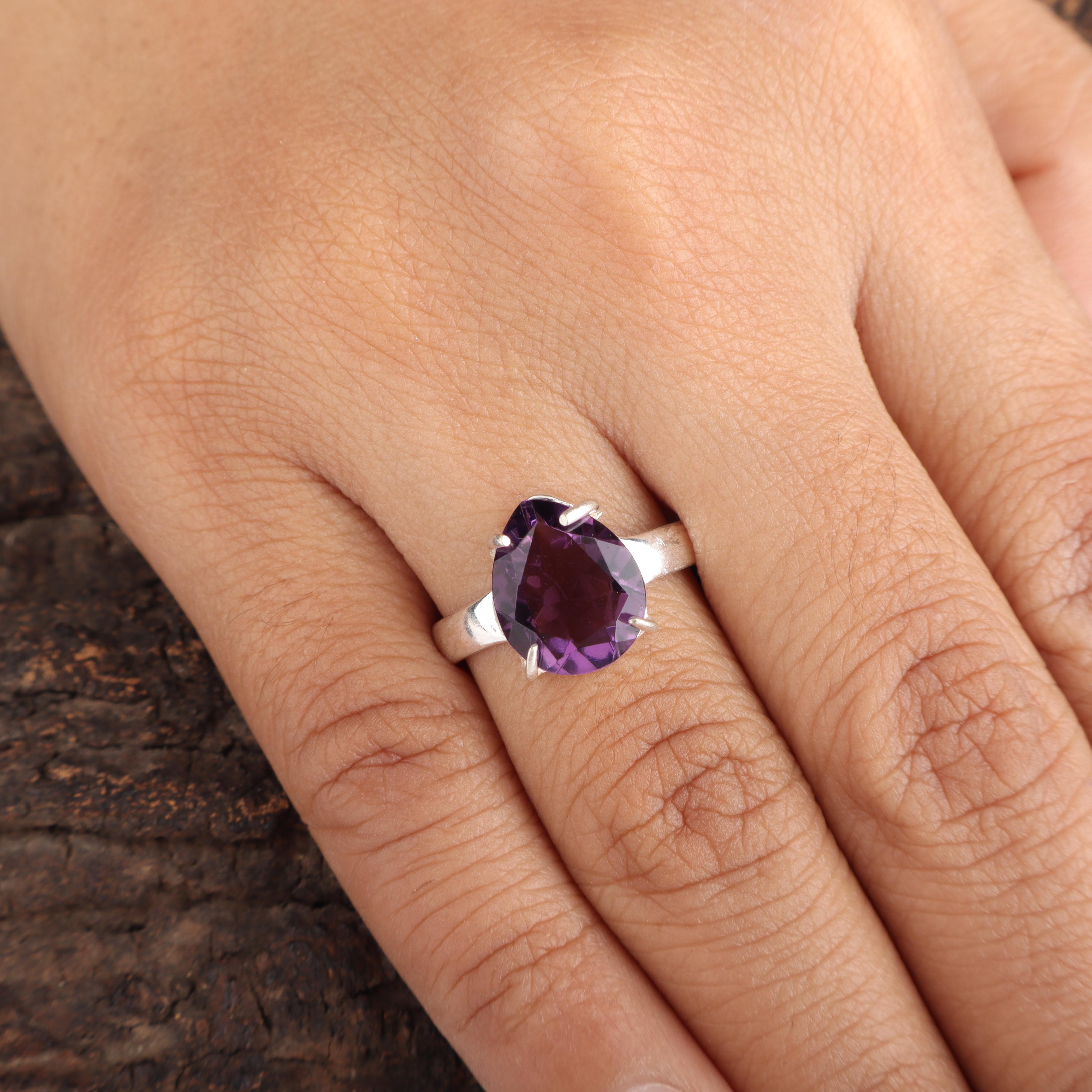 Amethyst Gemstone 925 Sterling Silver Handcrafted Jewelry Women Ring For Anniversary Gift RR-81-1 4
