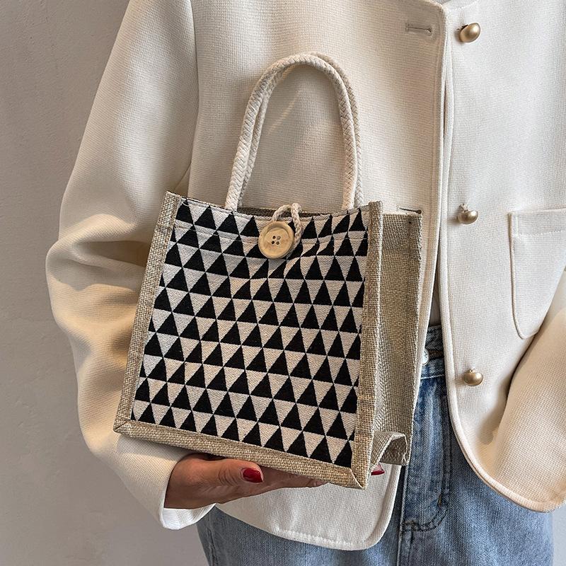 Linen Portable Bento Bag Japanese Small Satchel Going Out Fashionable Work Small Bag Environmentally Friendly Lunch Box Bag