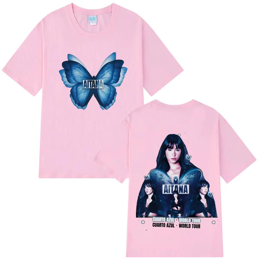 Summer Trendy Cotton Casual Clothing Singer Aitana Cuarto Azul Tour 2026 Merch T-shirt Men Women Fashion Vintage T Shirts