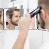 LED Lights 3 Way Mirror for Self Hair CuttingRechargeable 360° Mirror with Self Haircut Mirror with Height Adjustable Hooks,
