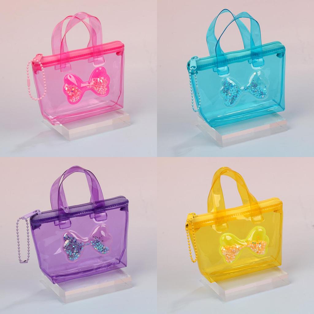 Pvc Girl Heart Butterfly Knot Mini Coin Purse With Waterproof Storage For Casual Use