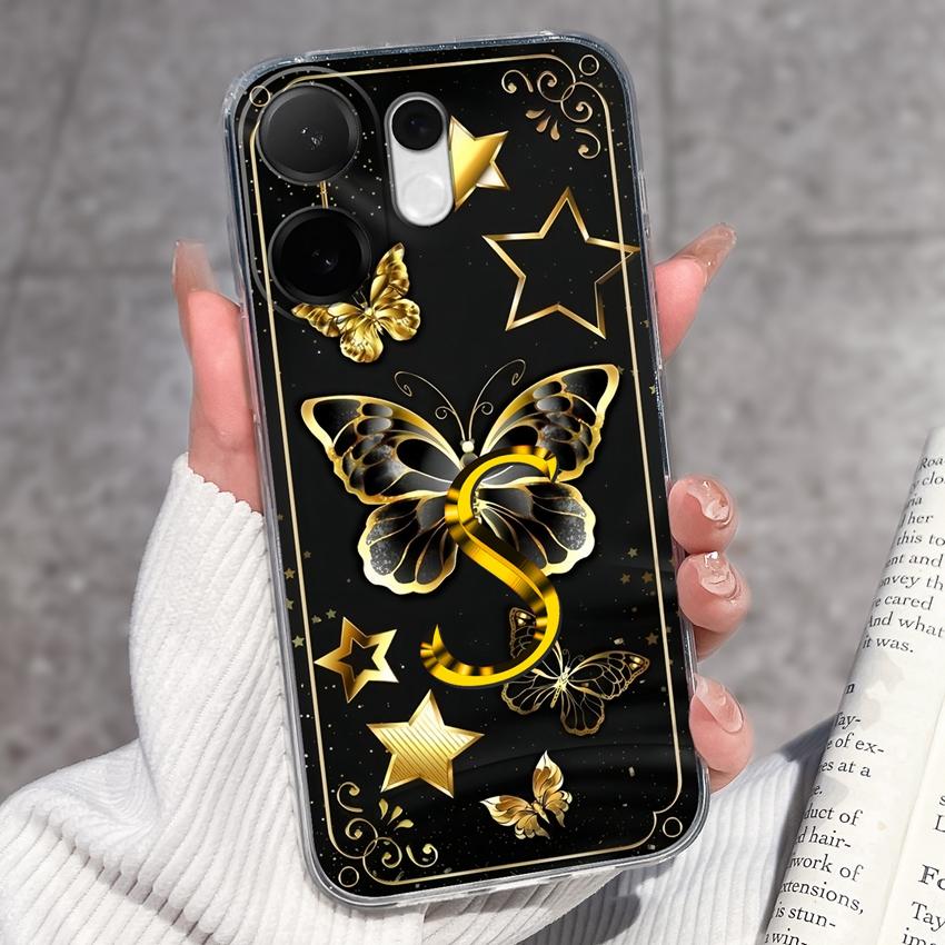 

Для Vivo V60 V50 V40 Lite V30e V20 Pro SE X200Ultra X200s Чехол для телефона с начальной буквой A-Z, Модный мягкий силиконовый чехол из ТПУ, Противоударный чехол для Vivo, Прозрачная накладка Vivo V40 Lite 5G