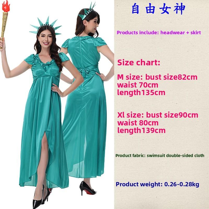 Statue Of Liberty Halloween Outfit With Flexible Polyester For Stage And Cosplay Use