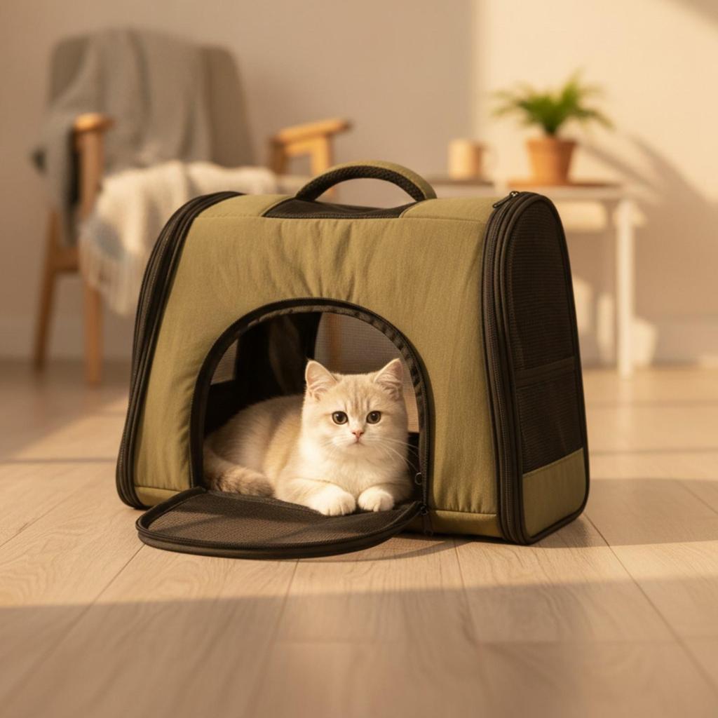 Cat Carrier Foldable Rectangular Pet Travel Bag Breathable for Everyday Outings