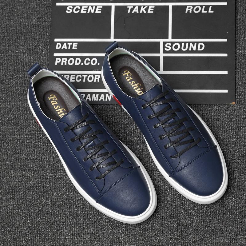 Fashion Men's Shoes Genuine Leather Lace Up Casual Shoes Italian Fashion Designer Skateboard Shoes Comfy Soft Soles Outdoor Sports Shoes