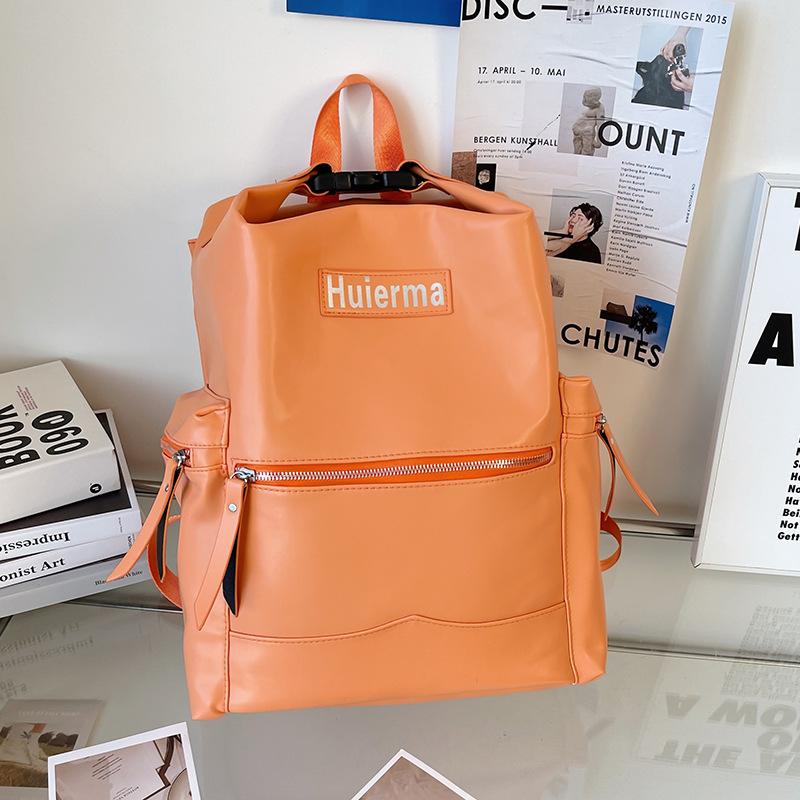 

Новий поліуретановий рюкзак, персоналізований шкільний рюкзак із верхньою пряжкою для хлопчиків і дівчаток, простий комп’ютерний рюкзак у стилі ретро помаранчевий