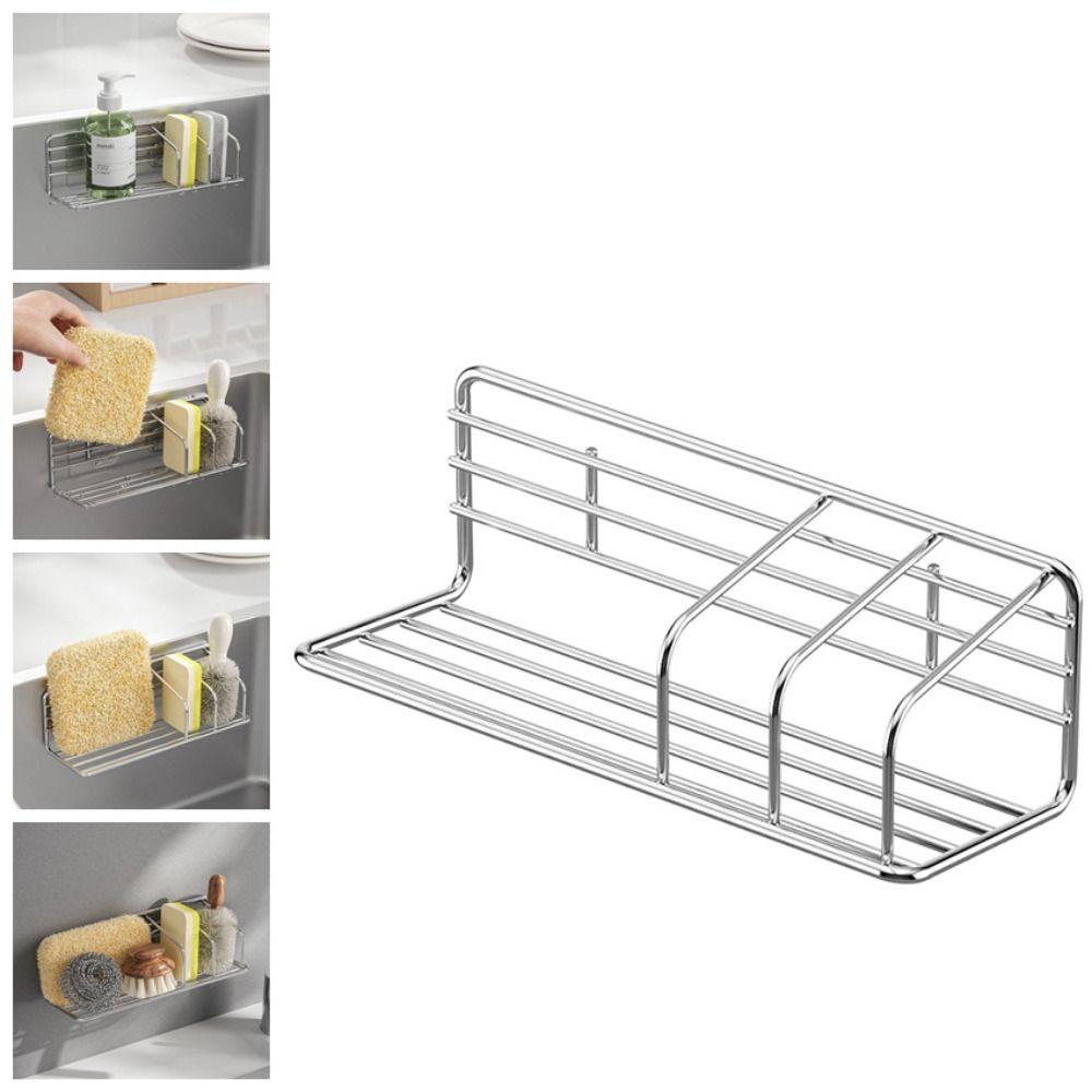 Stainless Steel Sink Storage Rack Space Saving Kitchen Organizer Sponge Hanging Rack  Bathroom