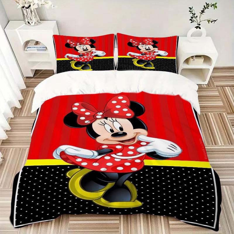 Minnie Mouse Celebration Print 3Pcs Bedding Setduvet Cover With 2 Bedropillowcase Home Birthday Gift