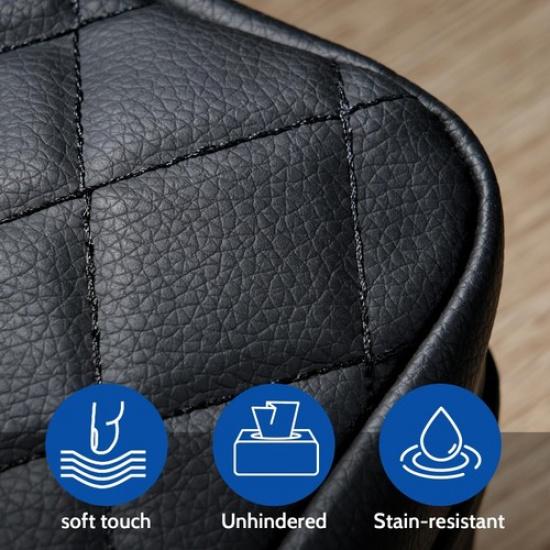 Tissue Holder, Standard Tissue Holder for Car Pu Leather Napkin Holder, Black