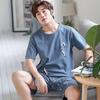 Men's Short-Sleeve Cartoon Pajama Set with Shorts